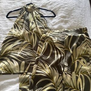 Rachel Zoe Silk Matching Halter Top and Wide Leg Set